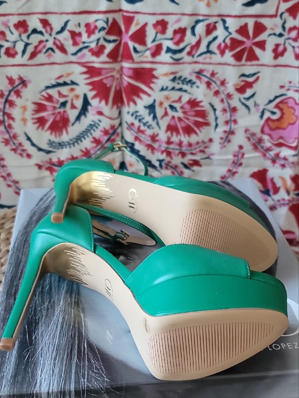 NWT J Lo Whimsgoth Emerald Open Toe Ankle-Strap Platform Stiletto Heel - Picture 6 of 14